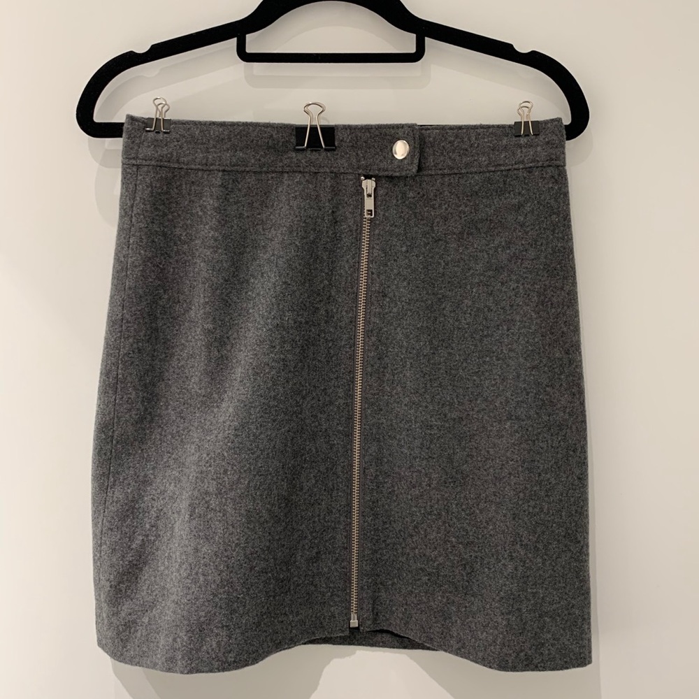 Madewell Grey Wool Zip Skirt